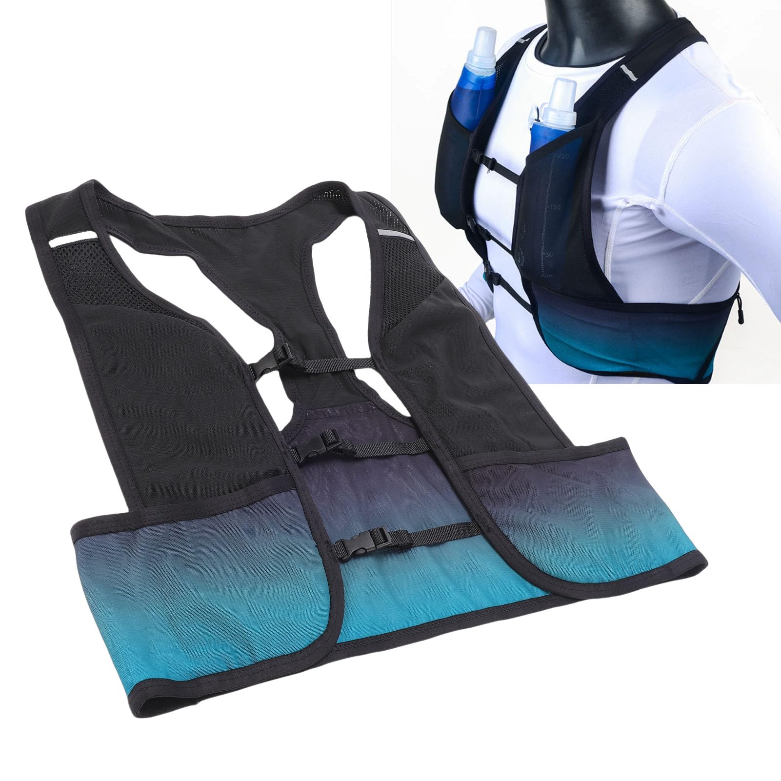 EMUKOEP Gilet de Course avec Bouteilles d'eau, Gilet D'hydratation Confortable pour Le Jogging, équipement de Course Idéal pour Les Athlètes