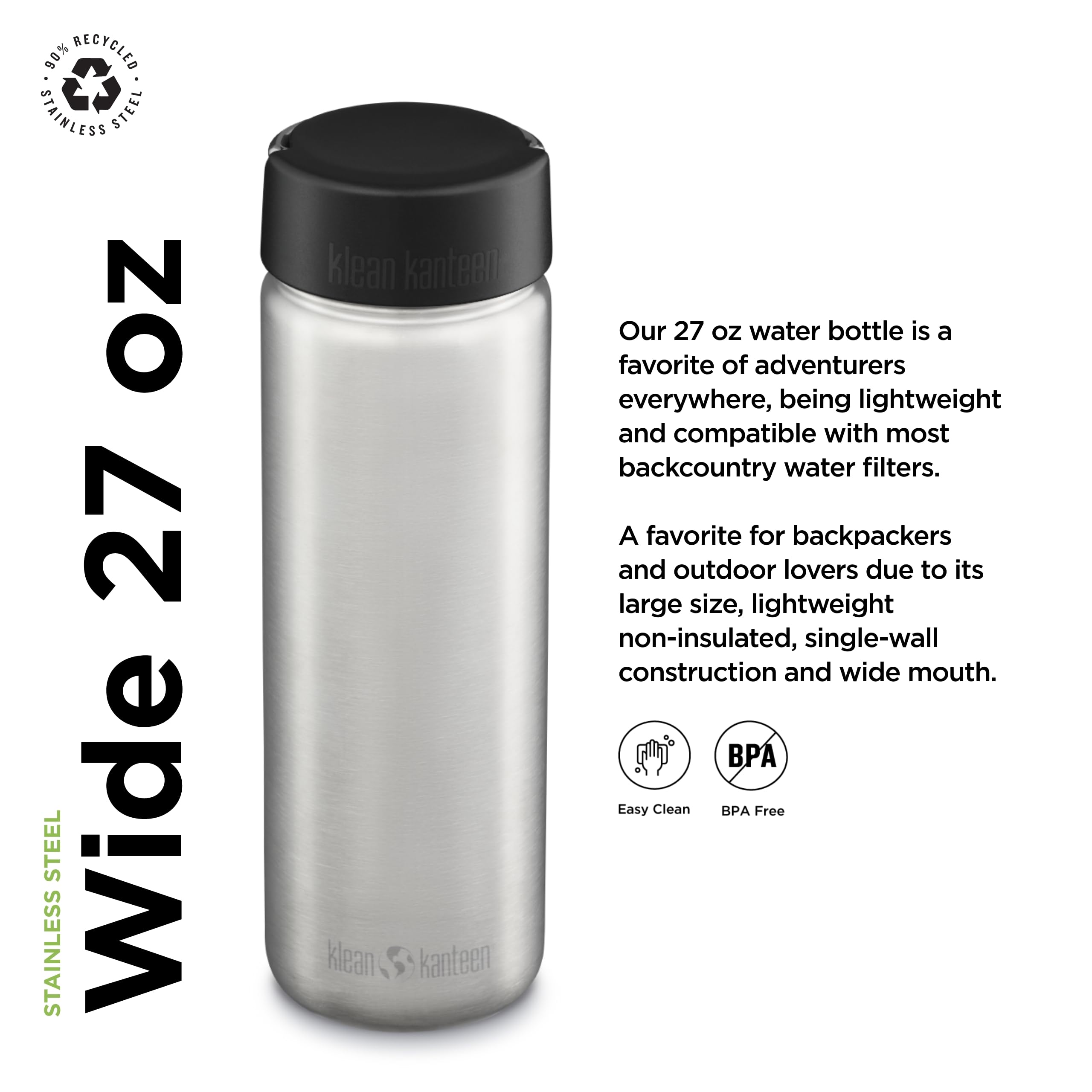 Amazon.co.jp: Klean Kanteen ワイドデッキ つや消しステンレス 800ml