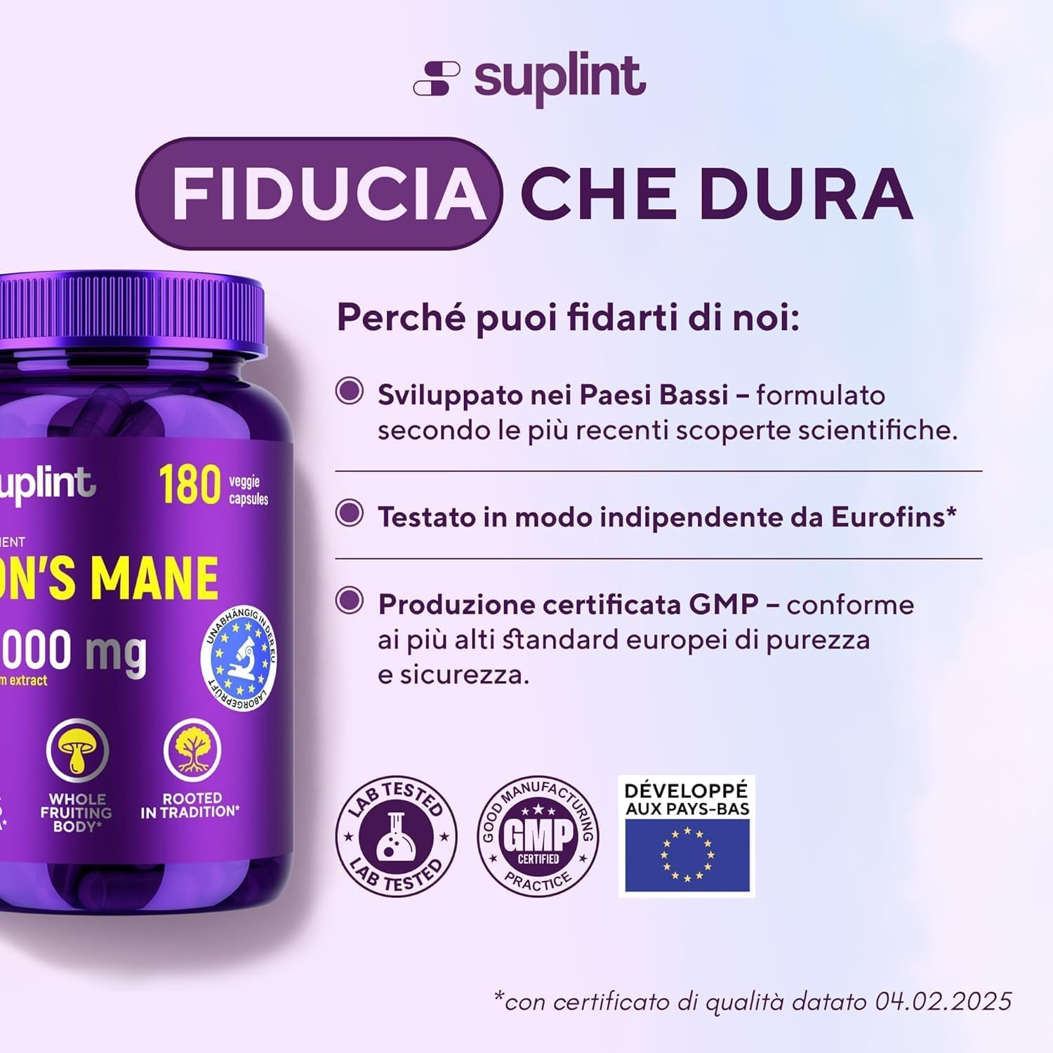 Lions Mane Mushroom Capsule 10.000 mg – Estratto Altamente Concentrato di Hericium Erinaceus 10:1 – Testato in Laboratorio con Certificazione – Integratore Lions Mane – 180 Capsule Vegane