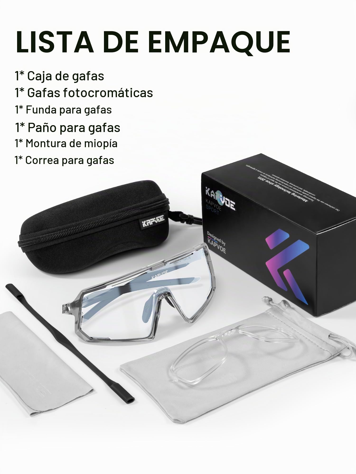 KAPVOE Antivaho Gafas de Ciclismo Fotocromaticas Gafas de Sol Deportivas Transparente Mujeres Hombres MTB Bicicleta K164