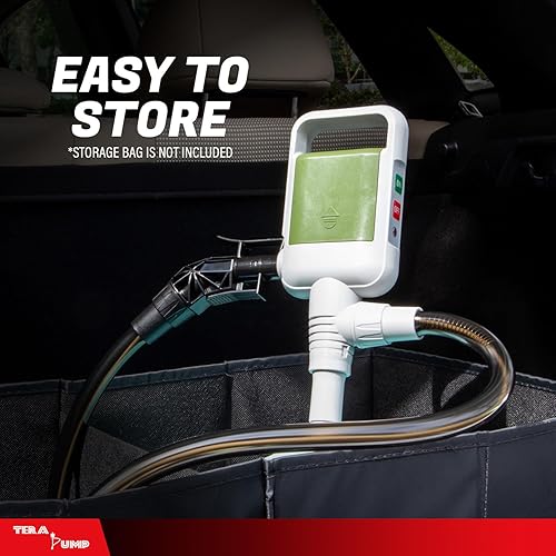 Miniatura 24 de TERA PUMP Bomba de transferencia de combustible portátil TRCDM de 2ª generación con boquilla de control de flujo (2.6 galones/minuto), tubo