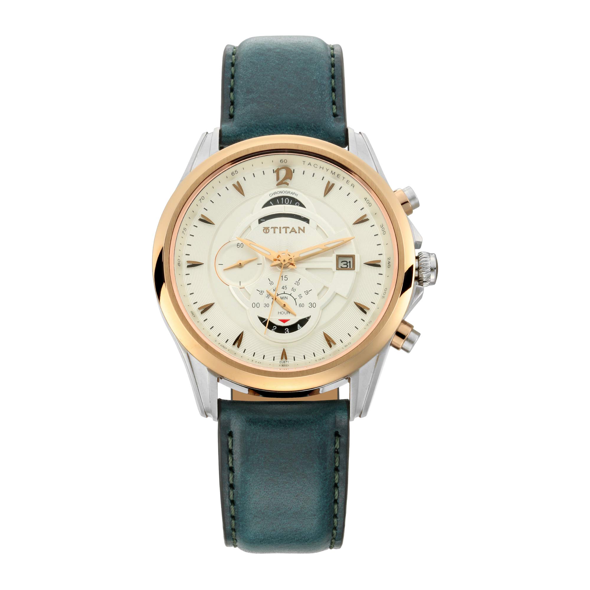 Titan Regalia Maritime White Dial Chronograph Leather Strap Watch for Men-NS1830KL01 (B07YPK5TZ5) Amazon Price History, Amazon Price Tracker