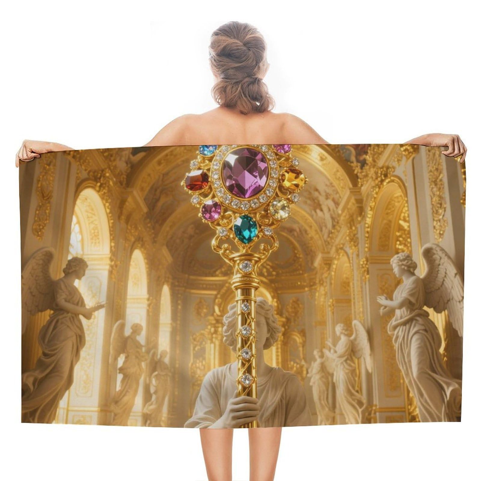 asbwuo Angel & Gem Scepter Beach Towels Extra Large Quick Dry Absorbent