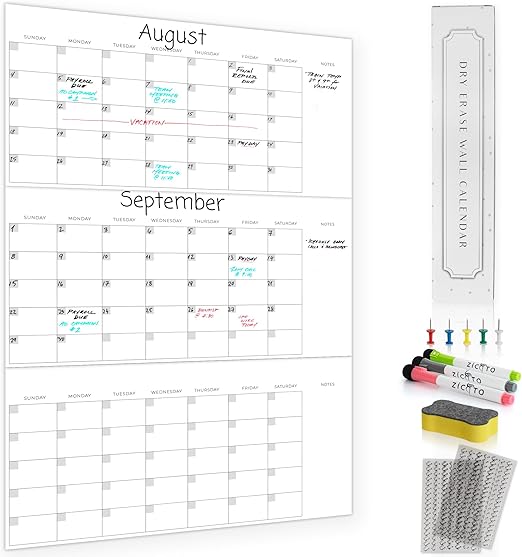 3 Month Dry Erase Wall Calendar for Easy Planning Erasable 30" x 45