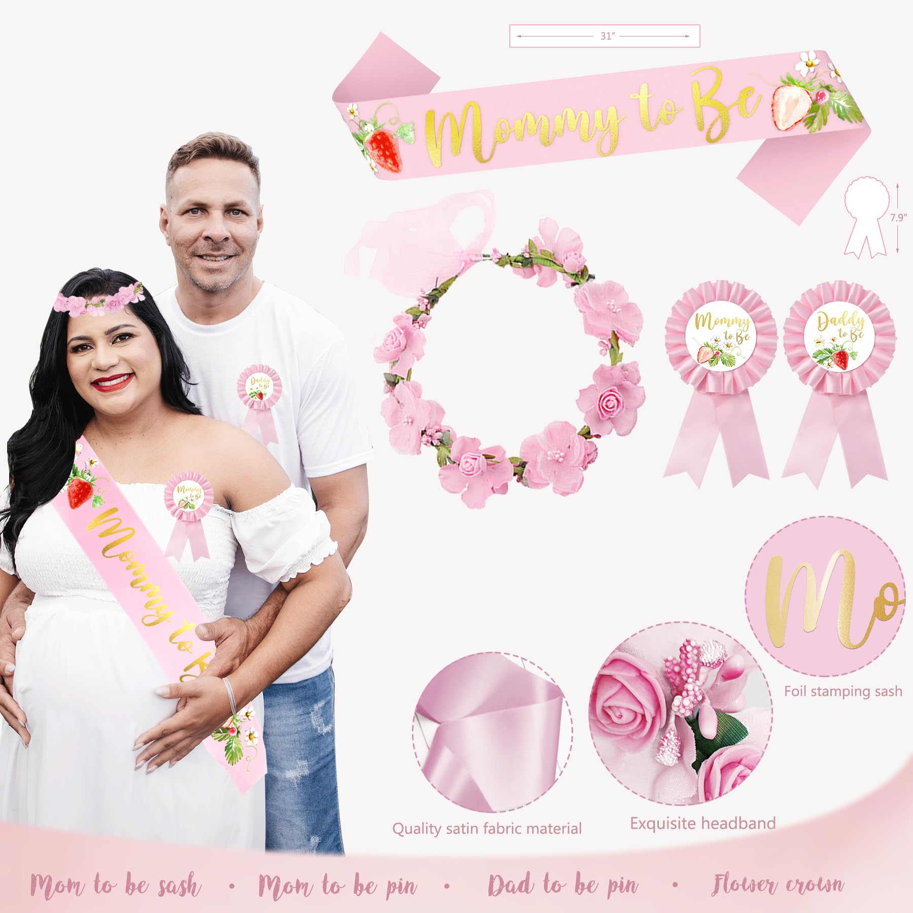 Strawberry Baby Shower Decorations, A Berry Sweet Baby Is On The Way Party Supplies, It's a Girl Gender Reveal, Backdrop Balloon Arch Box Mom to Be Sash Dad to Be Pin Tablecloths Cake Topper