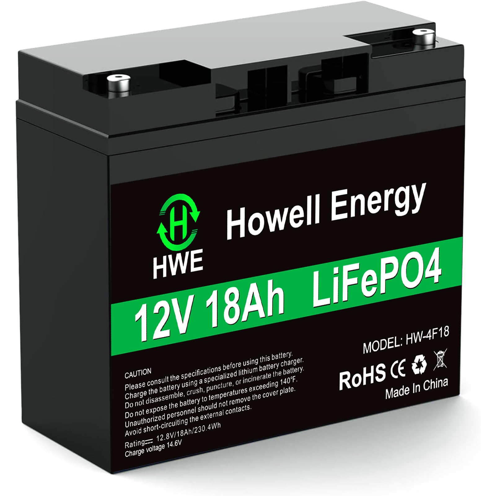 12V 18Ah Lithium Battery, 5000+ Cycles LiFePO4 Deep Cycle Battery Rechargeable for Solar, Alarm System, Outdoor Camping, Power Wheels, Fish Finder, Kids Scooters, Universal eb20, 20A BMS, Output 256W