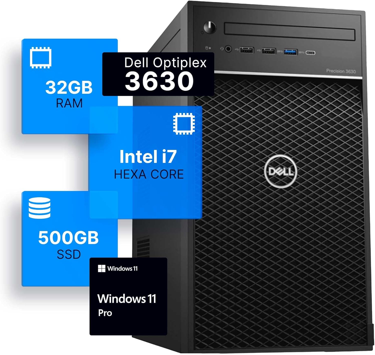 Dell Precision 3630 Tower Desktop Computer | Intel i7-8700 (3.4) | 32GB DDR4 RAM | 500GB SSD Solid State | Windows 11 Professional | Home or Office PC (Renewed) Dell Precision 3630 Tower Desktop Computer | Intel i7-8700 (3.4) | 32GB DDR4 RAM | 500GB SSD Solid State | Windows 11 Professional | Home or Office PC (Renewed)