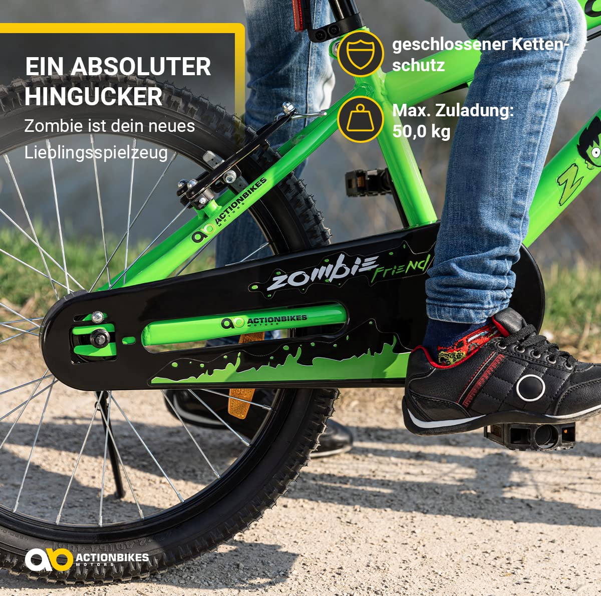 Actionbikes Kinderfahrrad Zombie | 12 16 20 Zoll - V-Brake Bremsen - Fahrrad für Kinder von 2-9 Jahren - Schutzblech v. / h - Kinder Fahrrad für Mädchen & Jungen - Fahrräder - Bicycle - Kinderrad