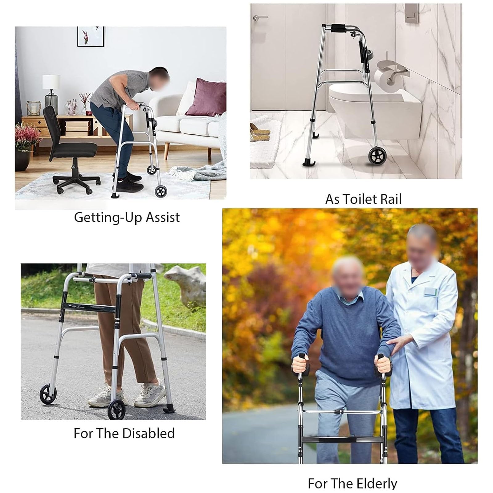 Andador Plegable 2 En 1, Andador Ligero For Personas Mayores Con Asiento Y Pasamanos Extraíbles,Plegable, Adecuado For Entrenamiento De Rehabilitación Y Uso De Personas Mayores