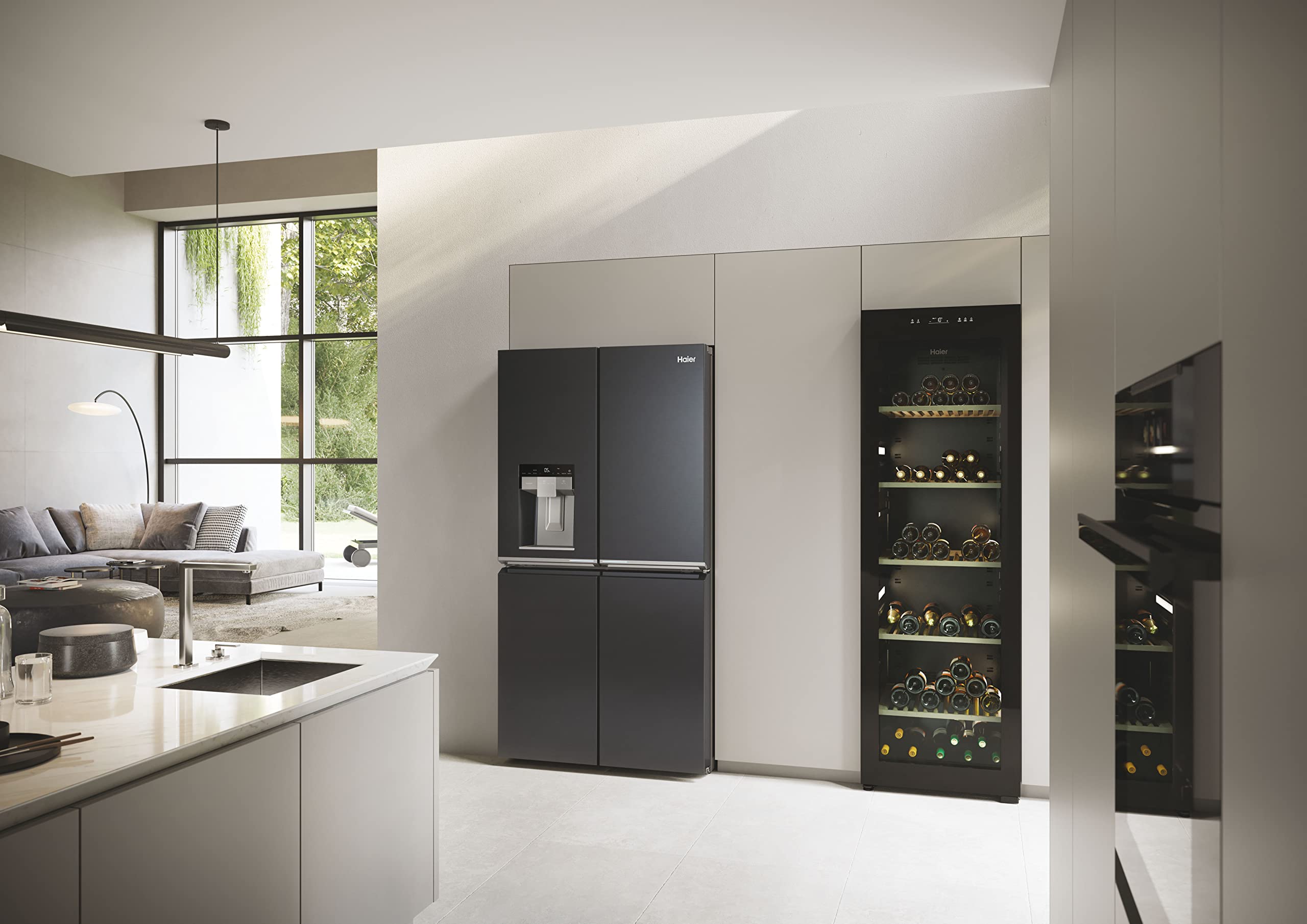 Haier Cube 90 Serie 7 HCR7918EIMB frigo américain Pose Libre 601 L E Noir