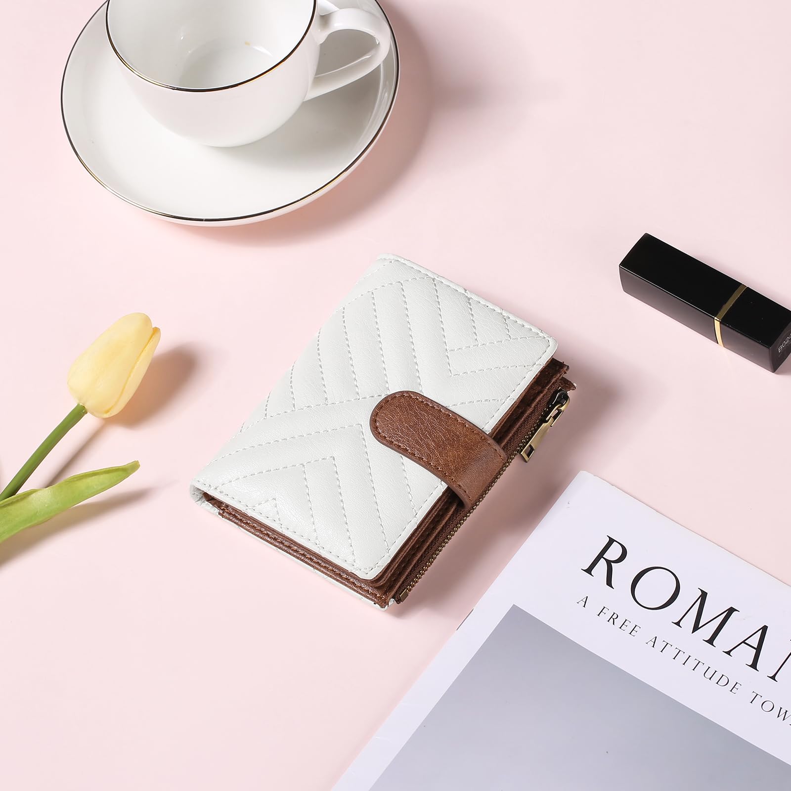 GAEKEAO Portefeuille Femme Petit Format Cuir Porte-Monnaie avec Blocage RFID Portefeuilles et Porte-Cartes Grande Capacité Zippé Pochette à Monnaie Cadeau Femme Wallet