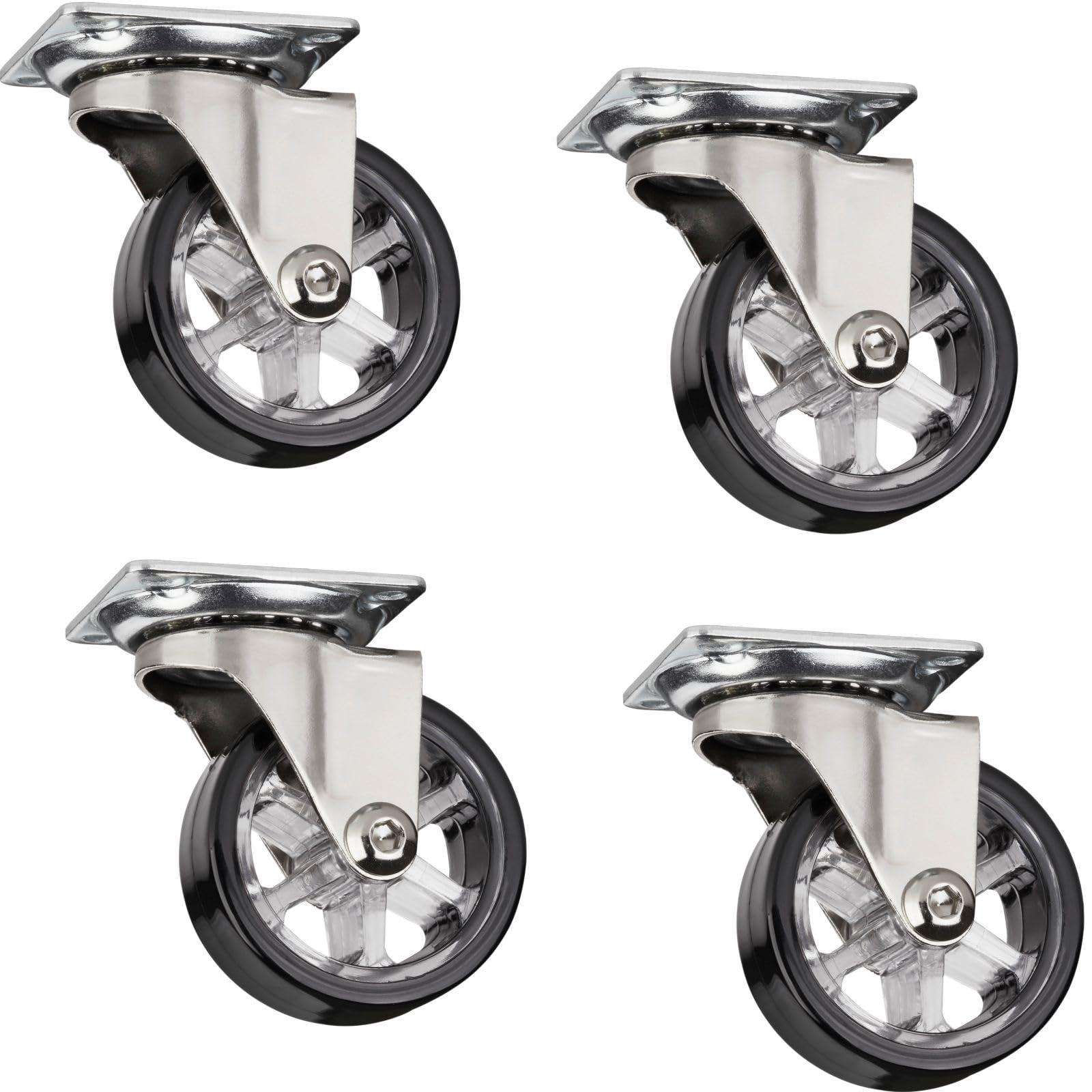 SOTECH Lot de 4 roulettes design pour meubles RAPID Roues Ø 50 mm noires, capacité de charge 35 Kg, hauteur 64 mm
