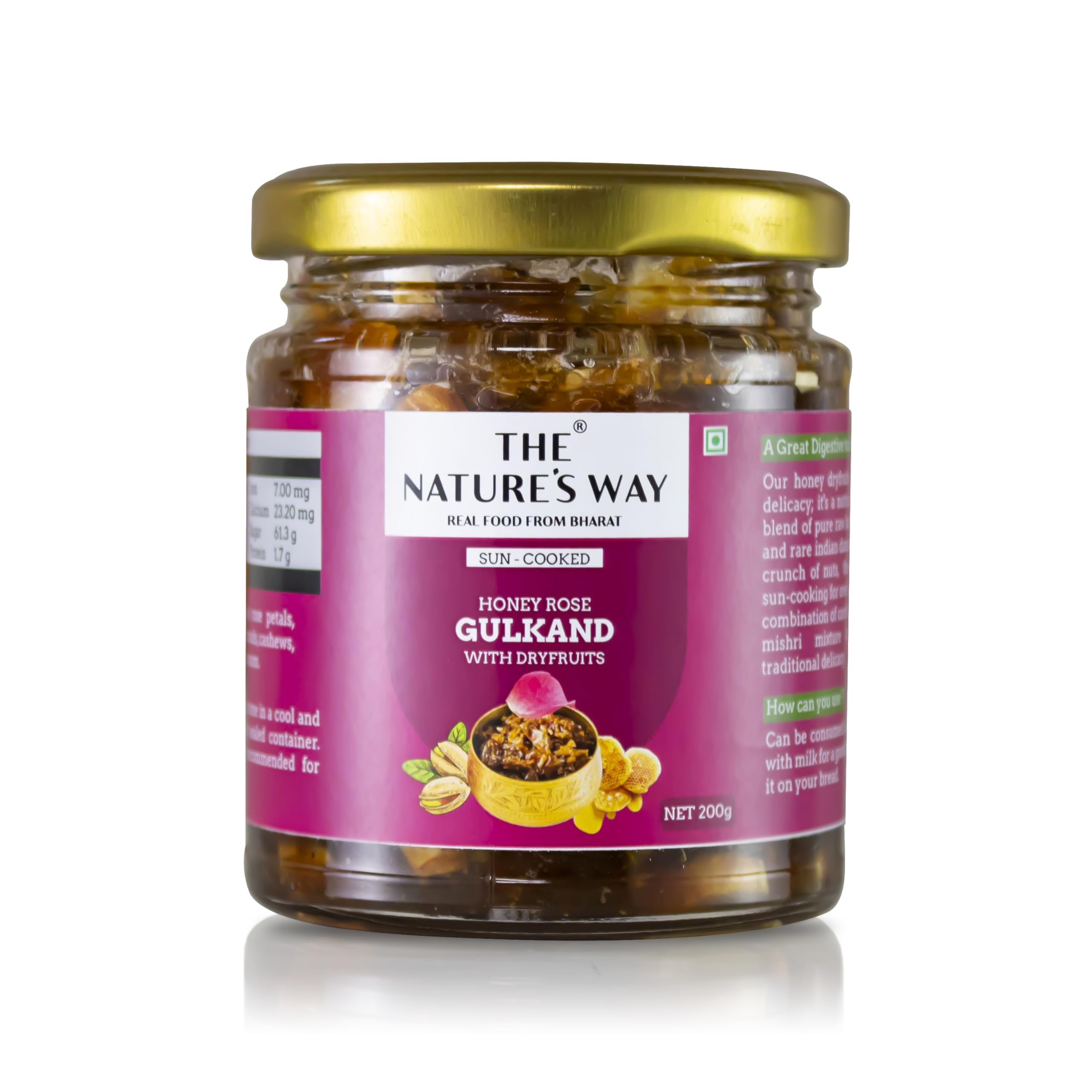 The Natures Way | Premium Honey Gulkand with Dry Fruits – Natural Rose Petals, Almonds, Cashews & Pistachios – Sweet, Healthy & Nutritious Delight (200g)