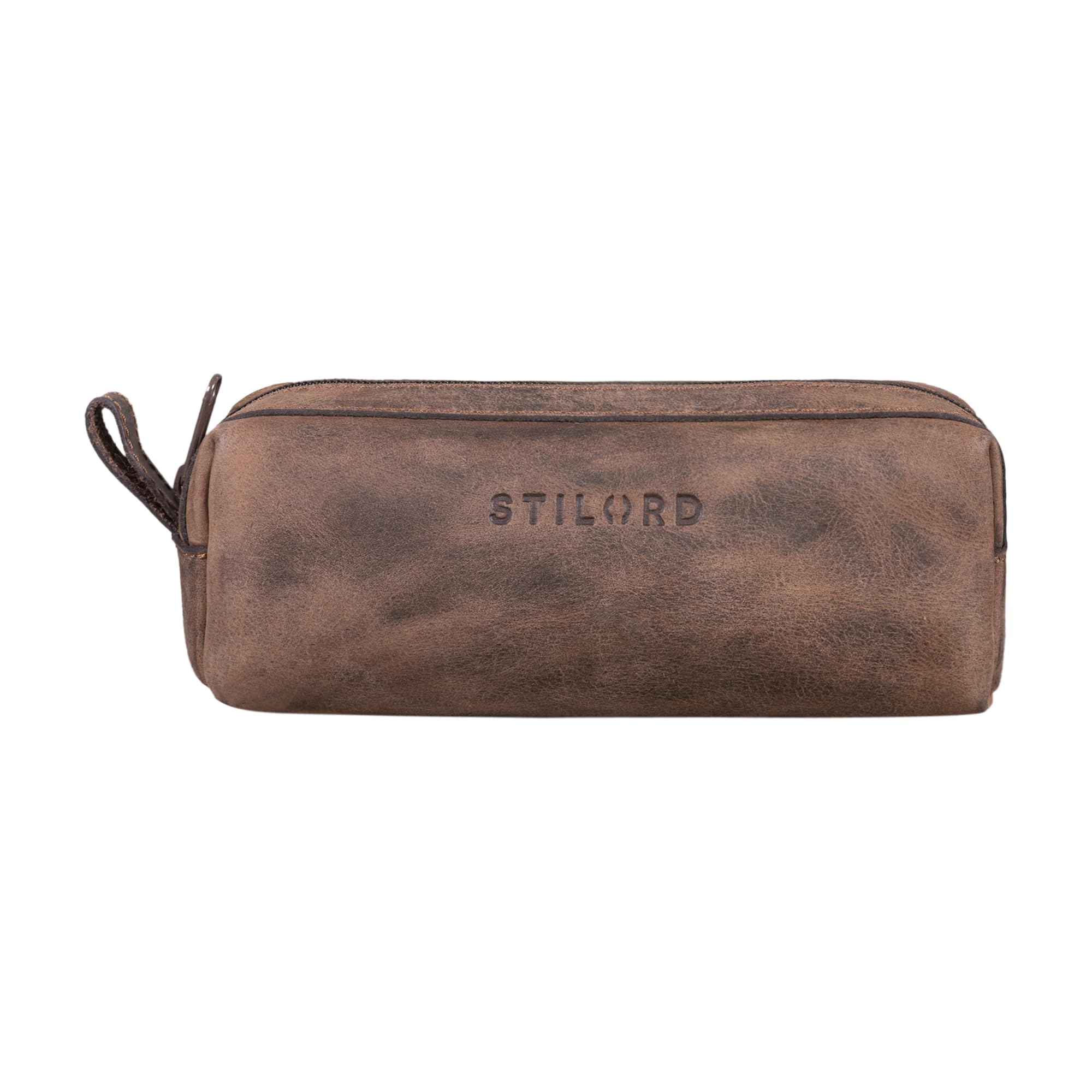 STILORD "Linus" Pencil Case Leather Pen Case Pouch Office University College Women Men Stationary Vintage Leather Colour:Veleta - Brown - Image 3