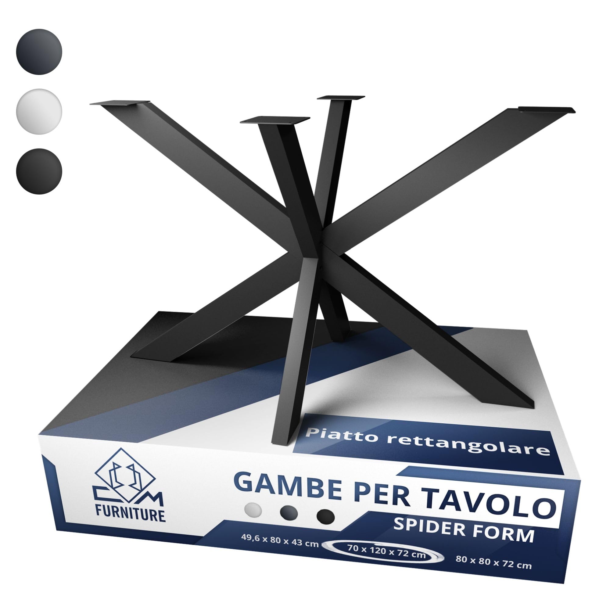 Base Spider Tipo Araña Patas de Mesa Negro Cruzadas Carga Pesada Base de Metal para Mesa de Comedor Escritorio Conferencias Forma X de Estrellam Pie para Muebles A: 72 cm, Loft