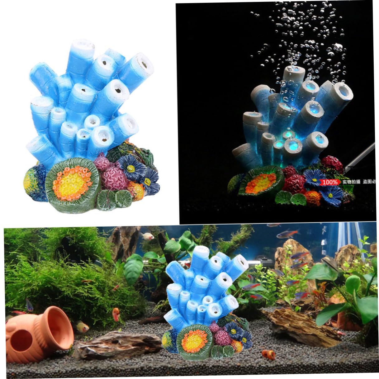 Piedra de Burbujas de Aire para Acuario Rendimiento de Oxígeno Olor, Decoración de Peceras de Resina para Ornamento y Mejora del Ambiente Acuático