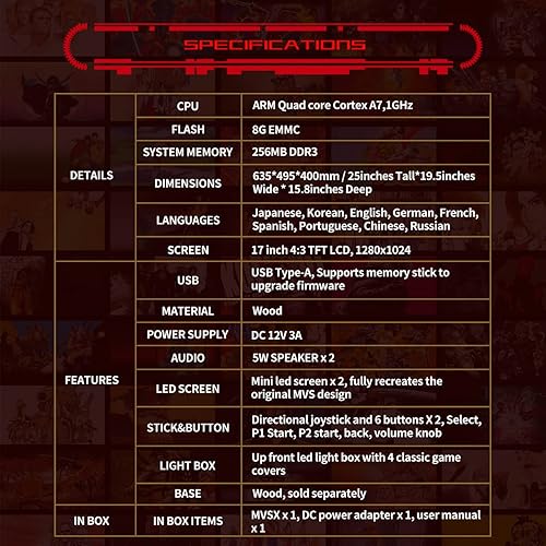 Miniatura 7 de NEOGEO MVSX Arcade y Base con 50 juegos clásicos SNK precargados, pantalla de 17 pulgadas para el hogar