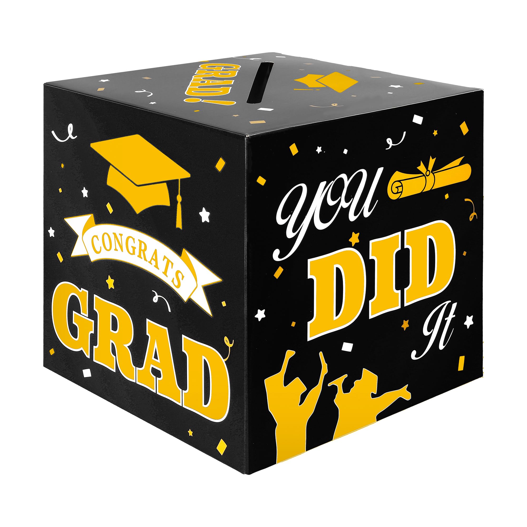 Graduation Card Box, Graduation Party Decorations 2026, Black Graduation Box, Graduation Card Holder, Foldable Cardboard Congrats Grad Card Gift Box for Graduation Party Supplies Party Favors