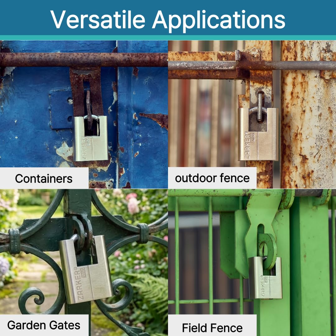 Candados con llaves iguales de la serie J - Cerradura con grillete de acero inoxidable, depósitos al aire libre, etc., adecuados para lugares con malas condiciones climáticas J45S Paquete de 4