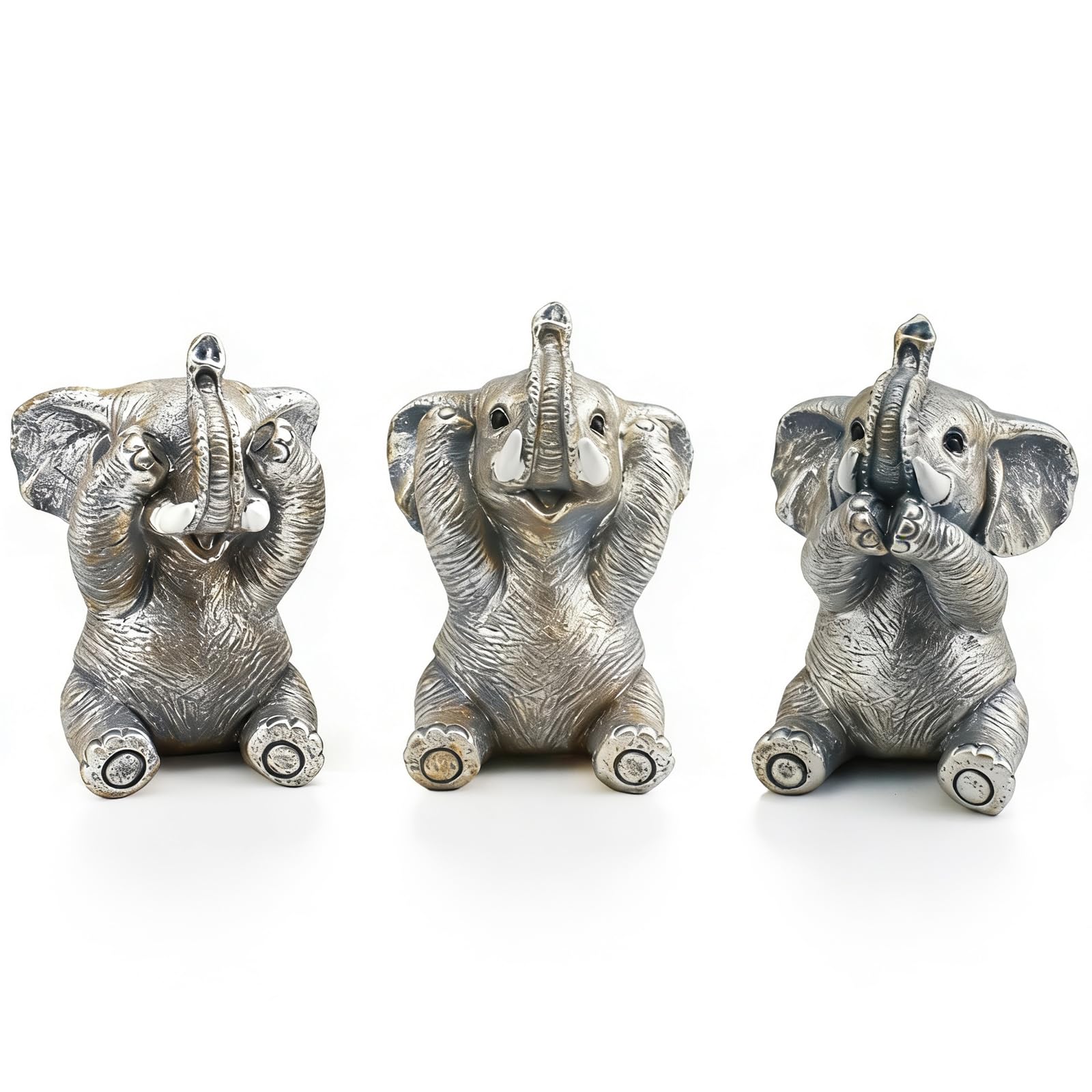 3 Elefante Portafortuna, Elefante Statuetta, Decorazioni di Elefanti, Regalo Mamma, Regali Elefante per Donne, Non Vedo Non Sento Non Parlo, Decorazione Casa Moderna, Oggetti per Soprammobili