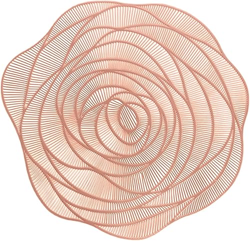 Miniatura 7 de Juego de 6 manteles individuales dorados de vinilo prensado con flores de rosas, manteles elegantes para mesa de cocina, mesa de cocina, decoración