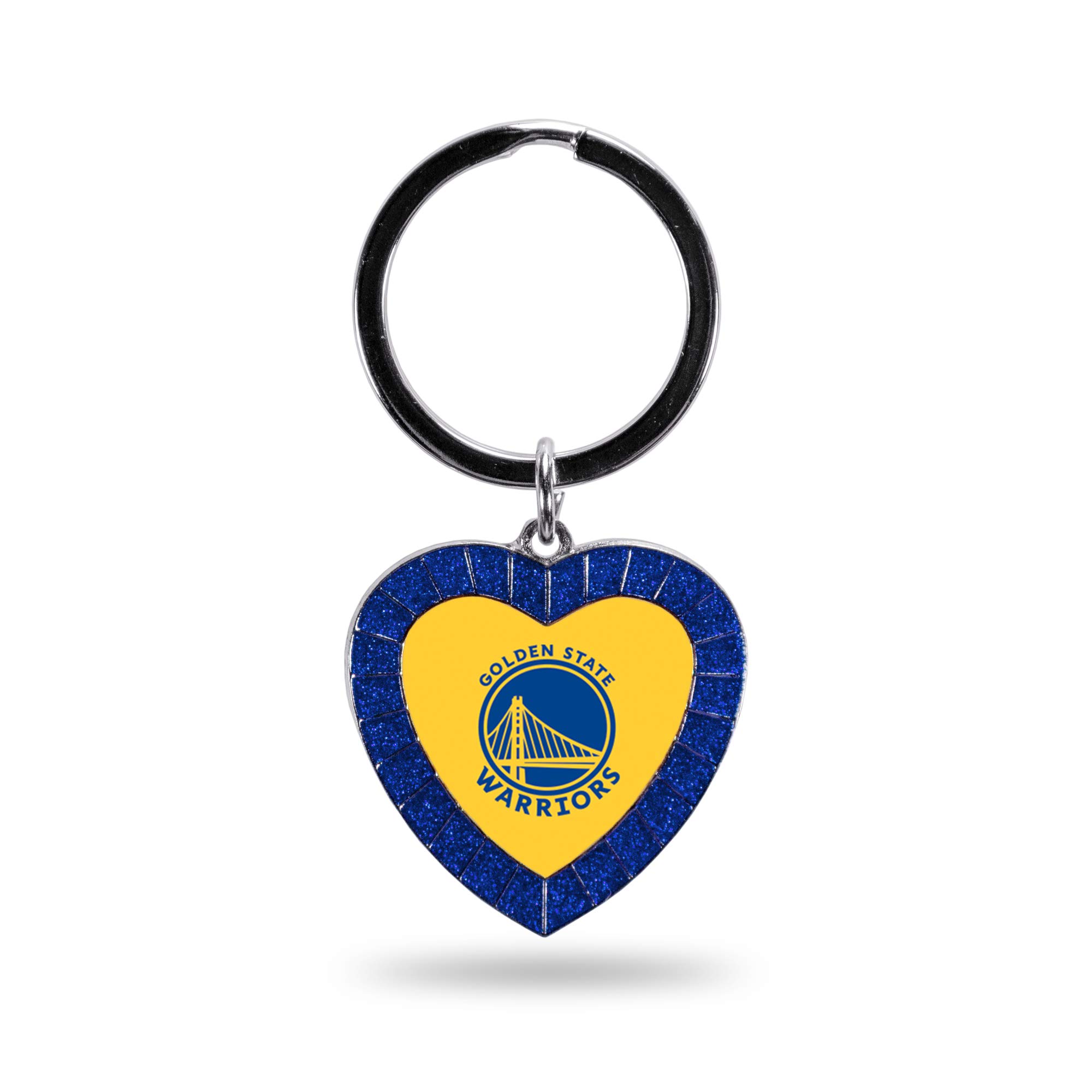 Rico Industries NBA Golden State Warriors NBA Rhinestone Heart Colored Keychain, Royal, 3-inches in length