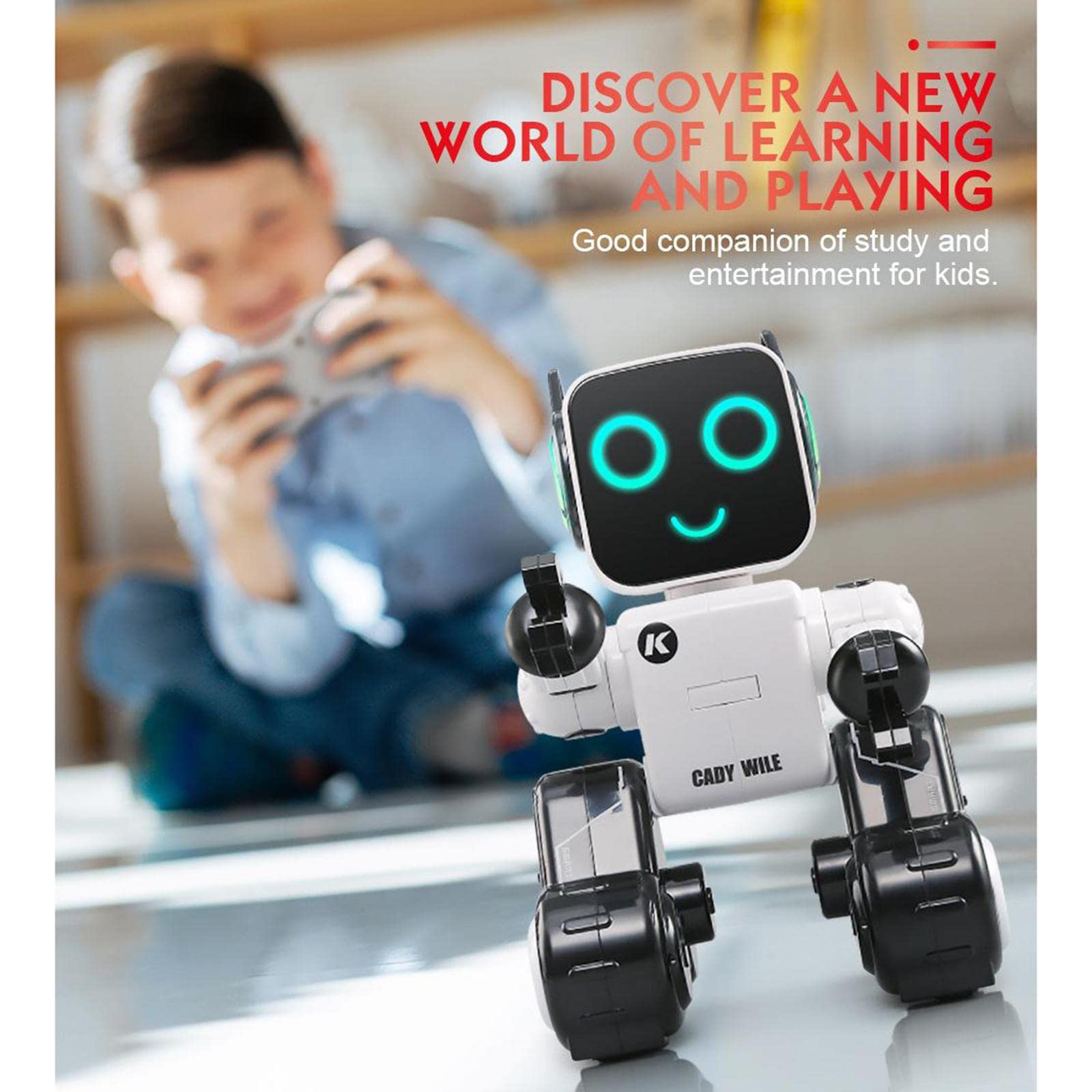 Robots para Niños, Robot de Juguete con Control Remoto, Robot Interactivo Inteligente con Luz LED, Habla Y Realiza Movimientos de Baile. Robot RC, Blanco
