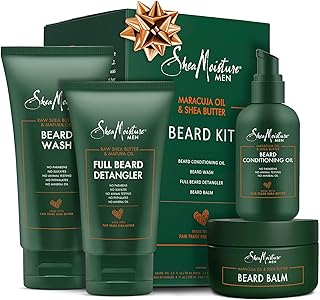 Shea Moisture Beard Kit For Men | Beard Wash | Beard Balm | Beard Oil | Beard Conditioner | Beard Grooming Kit | Gifts For Men | Gifts for Husband | All Natural Ingredients | Shea Butter