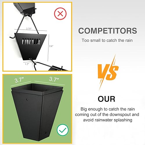 Miniatura 4 de TE DEUM Cadena de lluvia de eslabones cuadrados, 8.5 pies de longitud, recubrimiento de polvo negro, reemplazo funcional y decorativo para bajantes