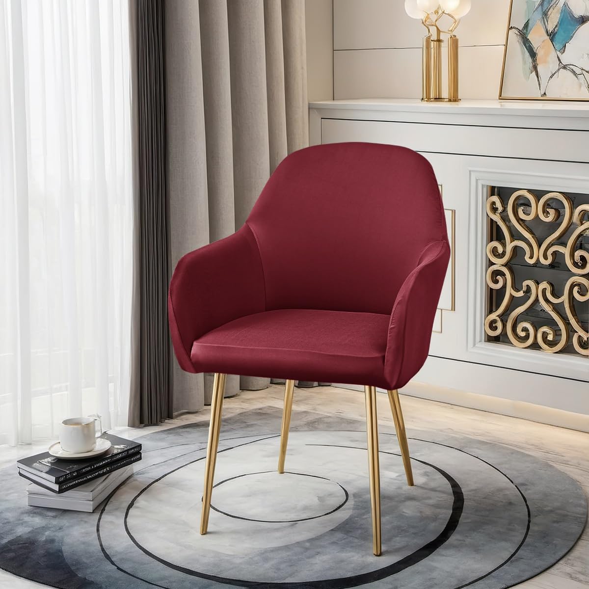 Fundas elásticas universales para sillas con brazos, paquete de 2 fundas decorativas con respaldo curvado para comedor, cocina, oficina, escritorio y sillas giratorias, lavables a máquina y