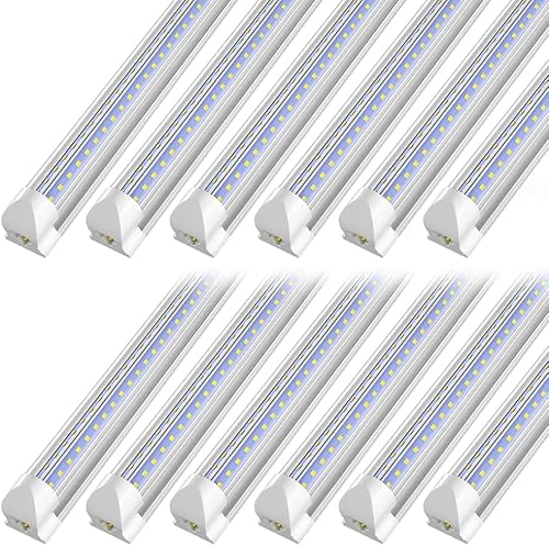 SHOPLED Luz LED para tienda de 8 pies, 72 W, 9360 lúmenes, 6000 K, luz blanca fría, accesorios de tubo T8 enlazables de alto rendimiento, en forma