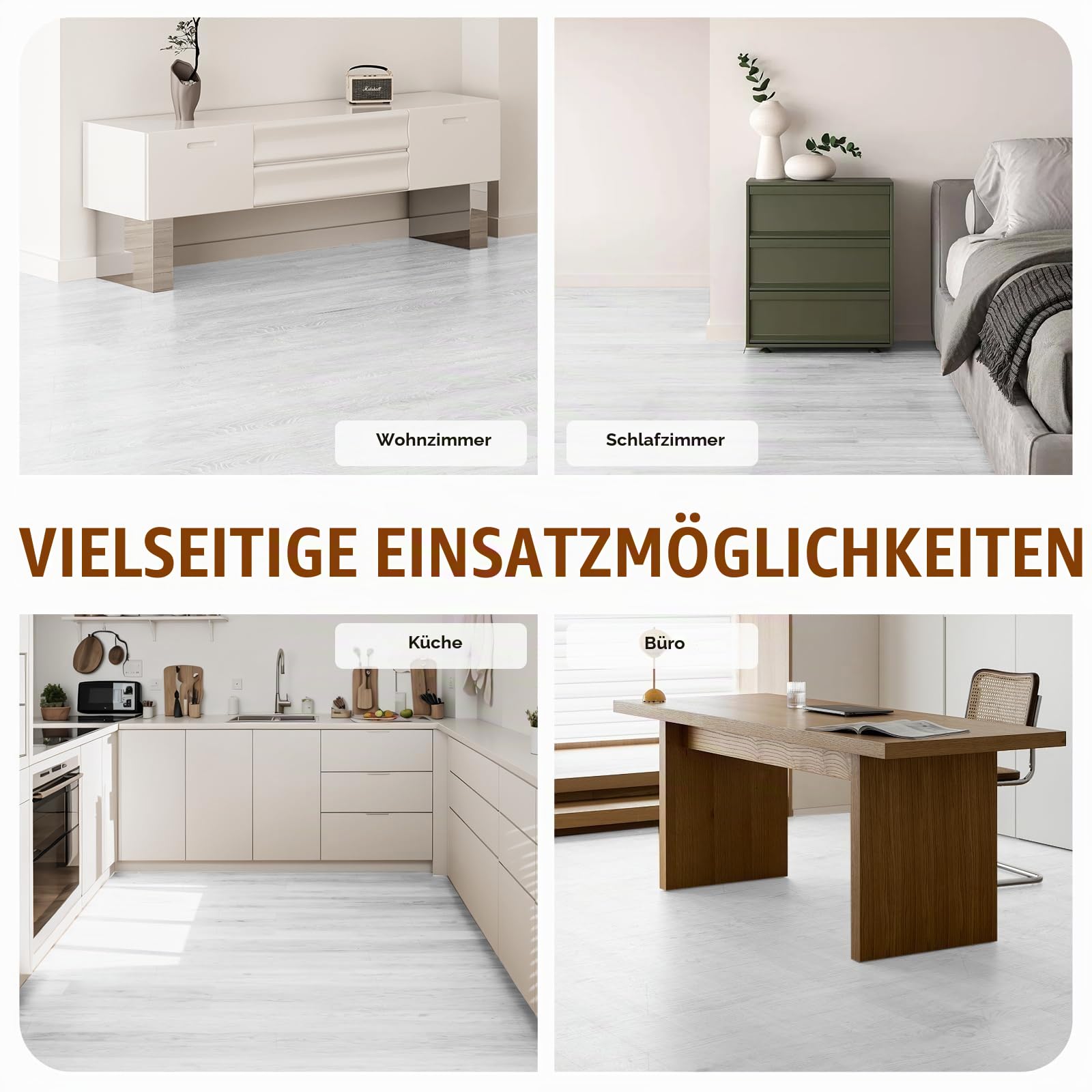 VEVOR Selbstklebende Vinyl-Bodenfliesen 990 x 60 cm, 1,5 mm dick, abziehen und aufkleben, hellgraue Holzmaserung, DIY-Bodenbelag für Küche, Esszimmer, Schlafzimmer und Badezimmer