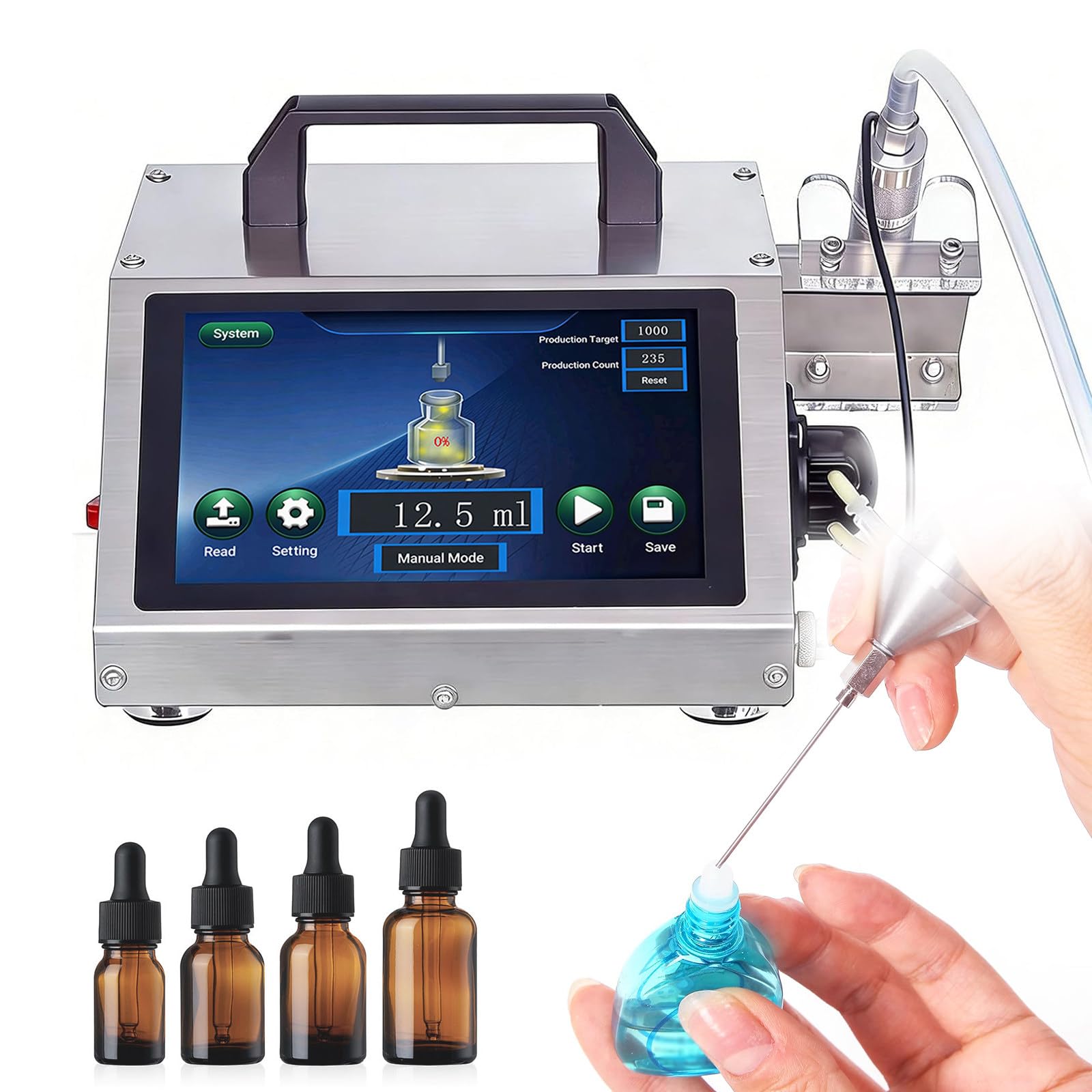 ZHLINGQ New Liquid Filling Machine for Small Bottles, Automatic Bottle Filling Machine with Lcd Control and Precision Needle Nozzle, Quantitative Liquid Filler for Essential Oil, Perfume HD1360