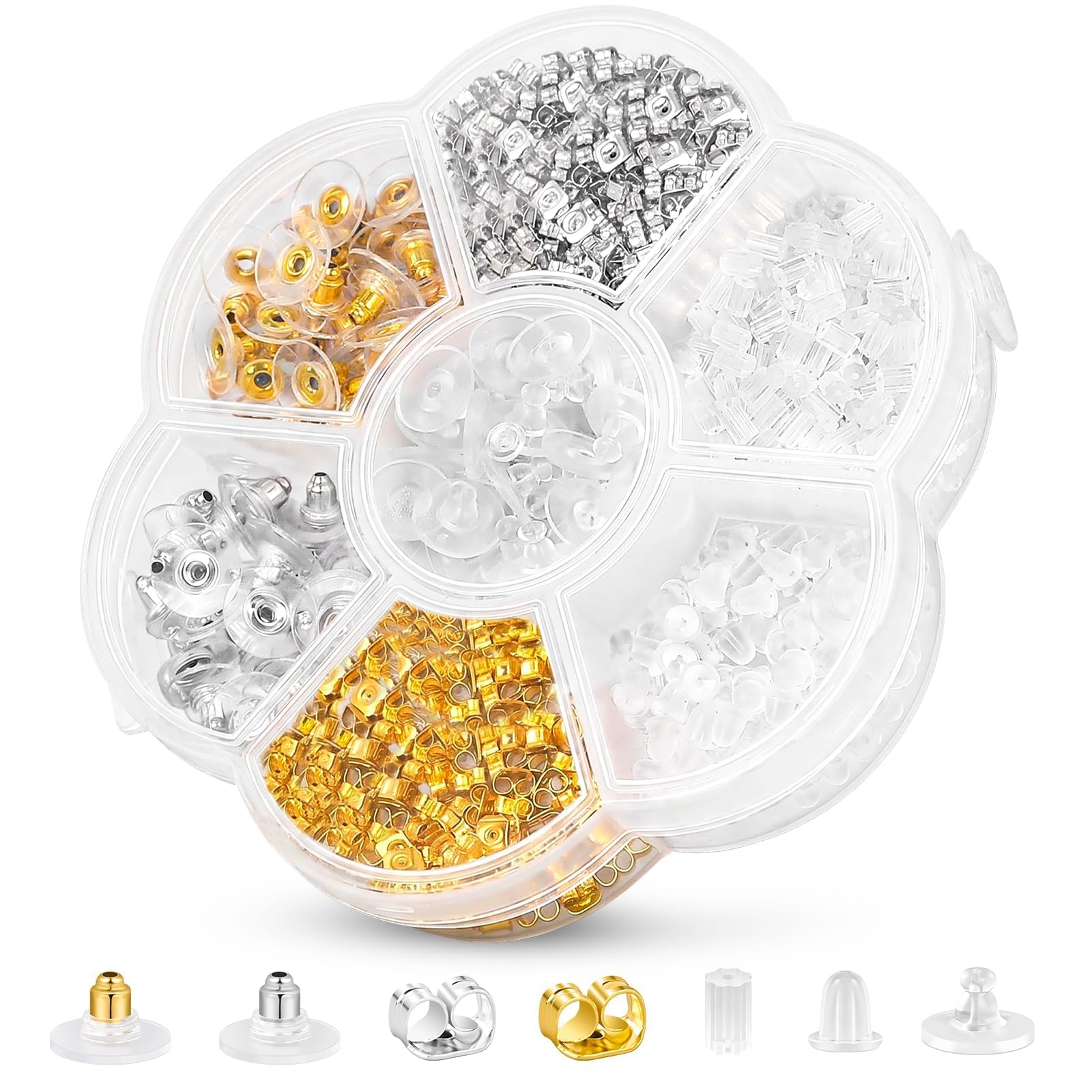 iBayam 7 Styles 500 PCS Earring Backs Metal Rubber Silicone for Studs