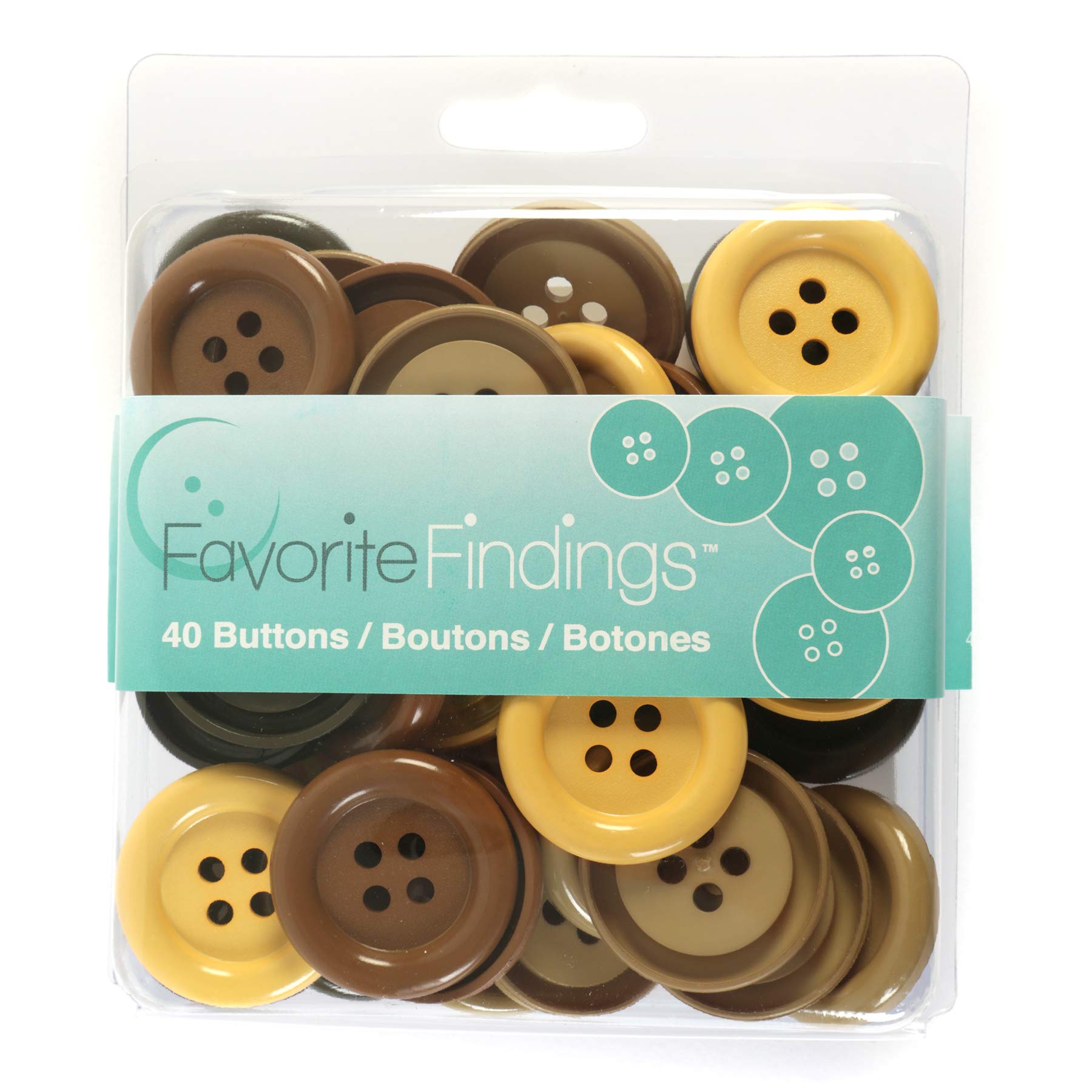 Blumenthal Lansing, 40pc, Yellow, Black, and Light Brown Favorite Findings Craft and Sewing Buttons, 40 Piece
