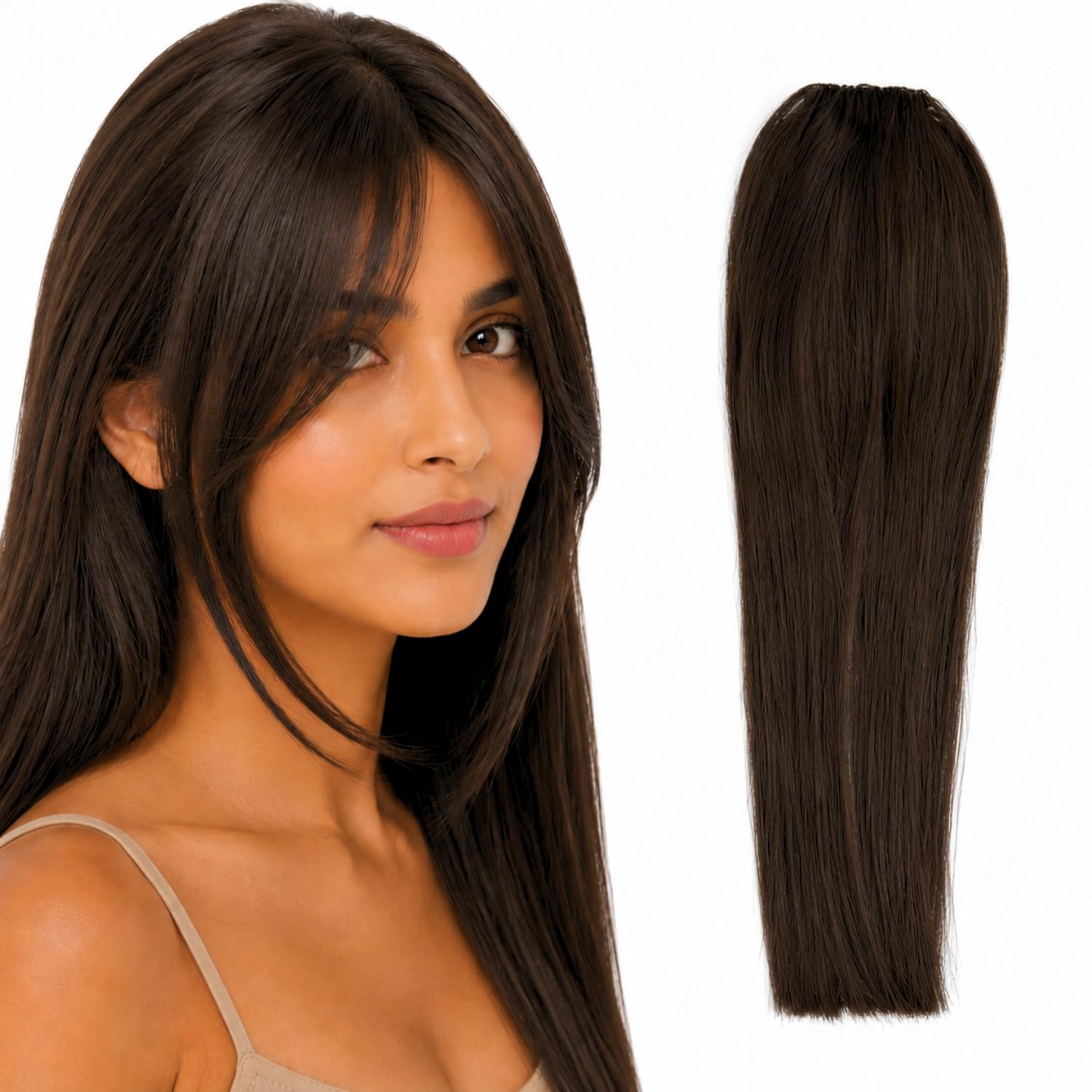 Real Hair Side Clip-In Patch Bangs for Women (Pack of 1) - Clip-In Side Patches Extensions for Women - Side Hair Extensions - Perfect for Everyday Wear & Special Occasions - Natural Brown-image-30