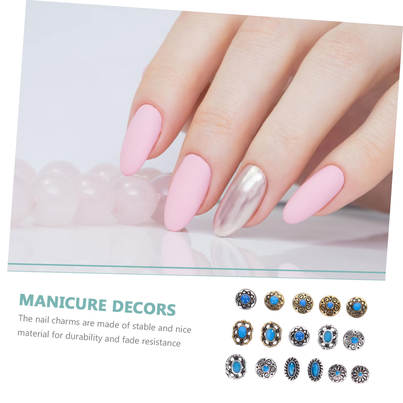 Outanaya 2Sets Retro Nail Charms Mixed Gem Nail Decorations for Manicure Unique Iridescent Designs Easy Application for Stunning Nail Art for Women and Enthusiasts