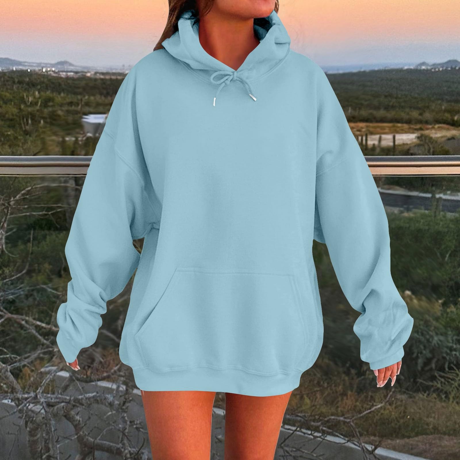 Generico Felpa Donna con Cappuccio Manica Lunga vestibilità Larga Casual | Sweatshirt Tinta Unita Con Tasche E Coulisse Felpe Leggero Traspirante Sportivi Per Attività All'Aperto Escursionismo Corsa