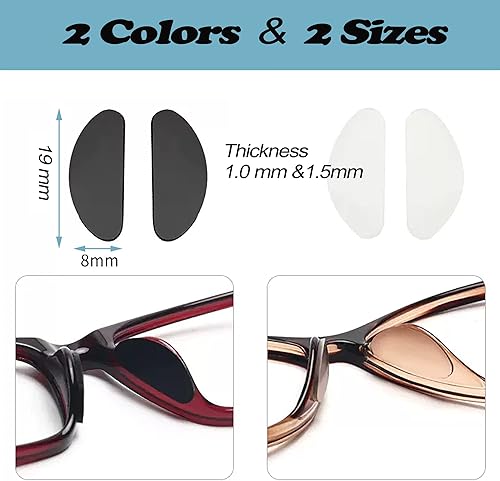 Miniatura 3 de 20 pares de almohadillas de nariz para anteojos, almohadillas de silicona suave, almohadillas adhesivas antideslizantes para la nariz para anteojos,
