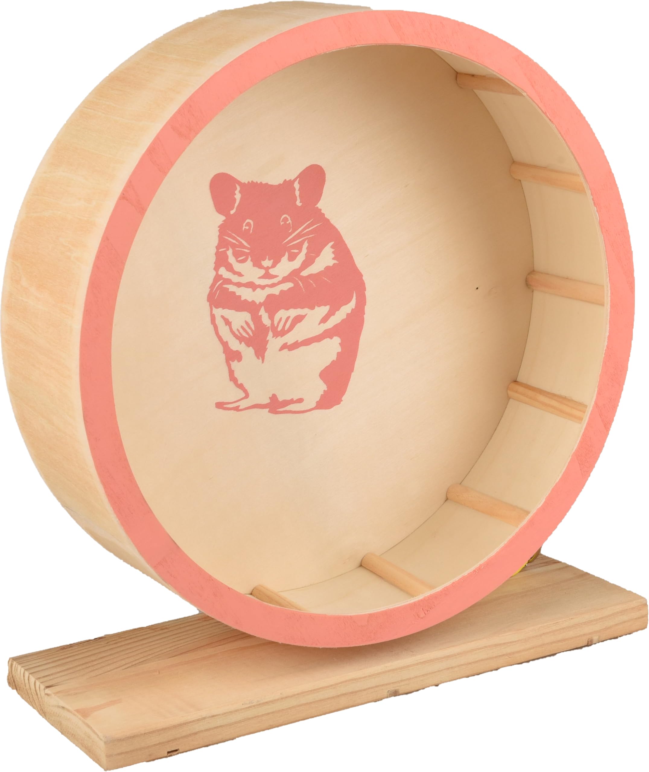 Roue d'exercice DANCO L en bois rose saumon de 29cm, l'excellence pour cages de rongeurs