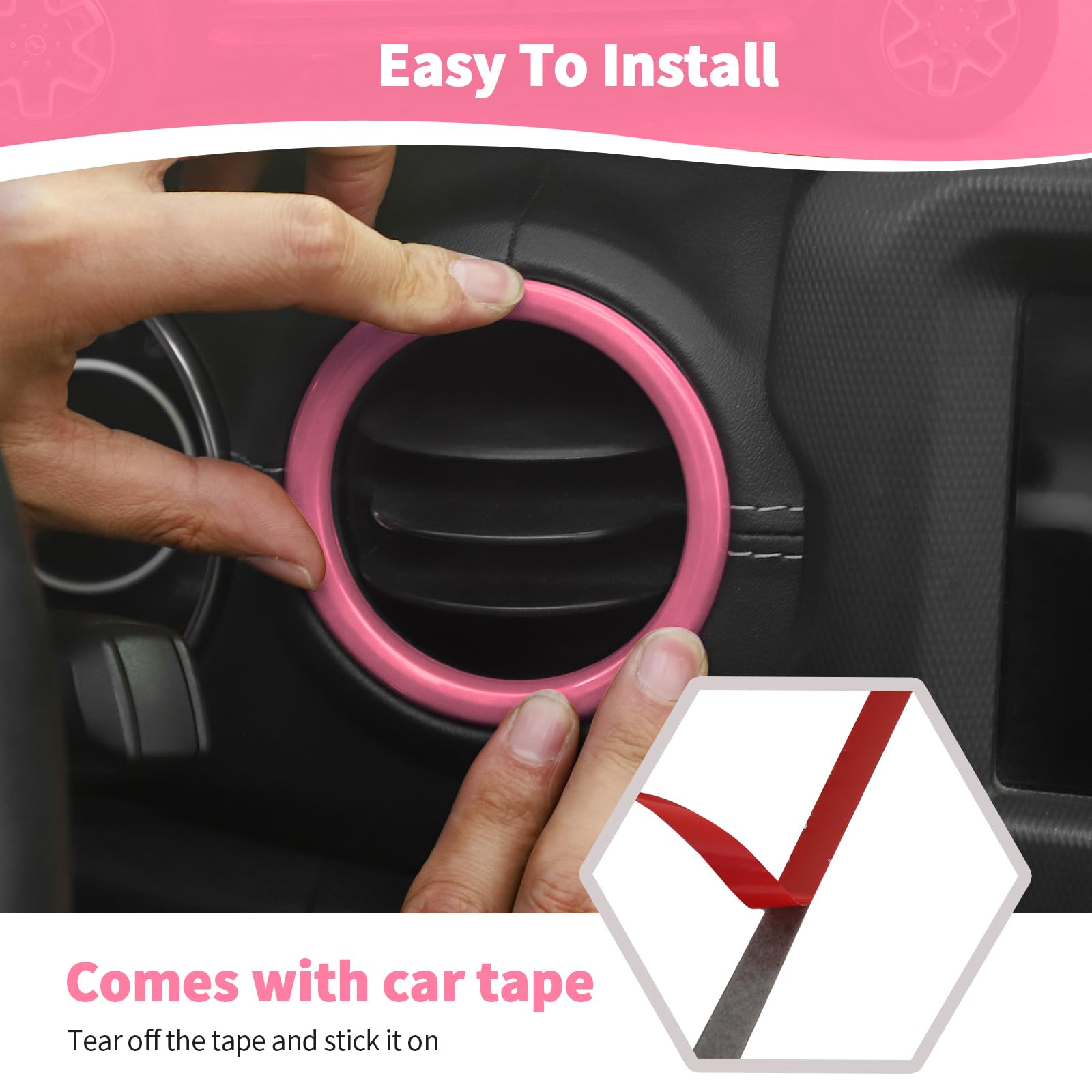 RT-TCZ for Wrangler JL Interior Trim Kit Pink, Dash Steering