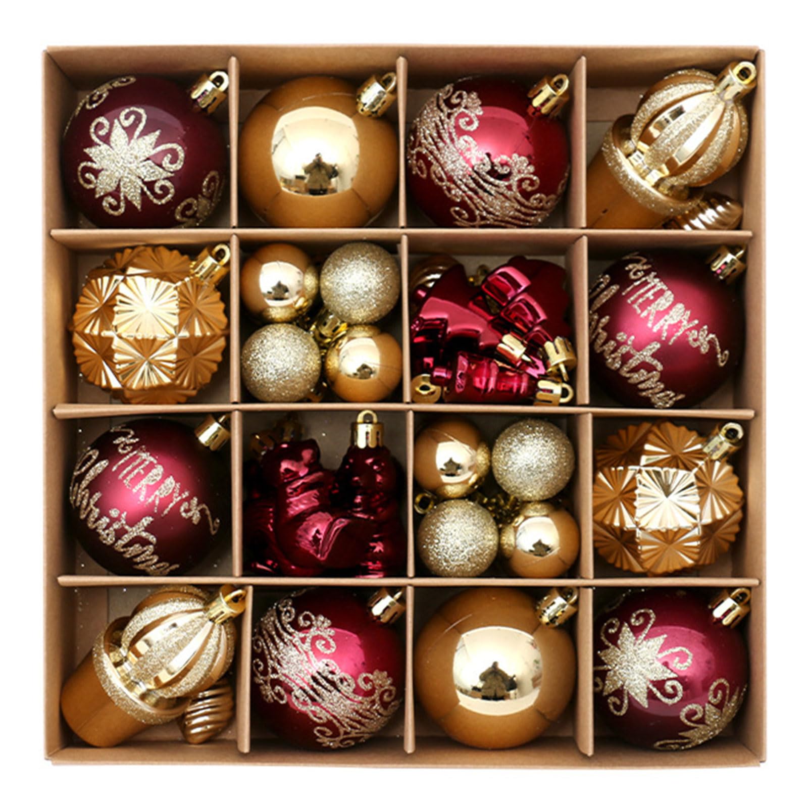 Buxuaaaa A Buxuaaa 42Pcs Christmas Baubles For Christmas Tree Redness Green Golden Baubles Ornaments Ornaments Set