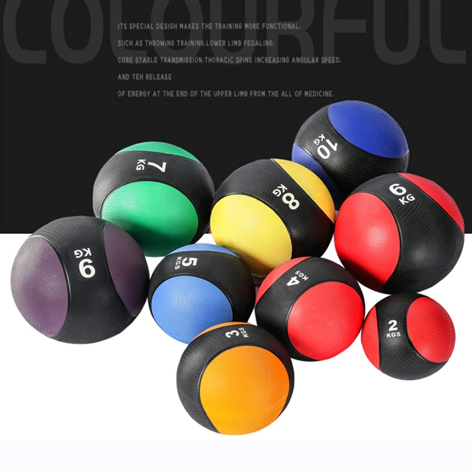 Palle mediche Sfera Di Addestramento Per Adulti Fitness, Home Aerobico Esercizio Braccio Braccio Formazione Solida Gomma Gonfiabile, 1 Kg / 2 Kg / 3 Kg / 4 Kg / 5 Kg / 6 Kg / 7 Kg / 8kg / 9 Kg / 10 Kg