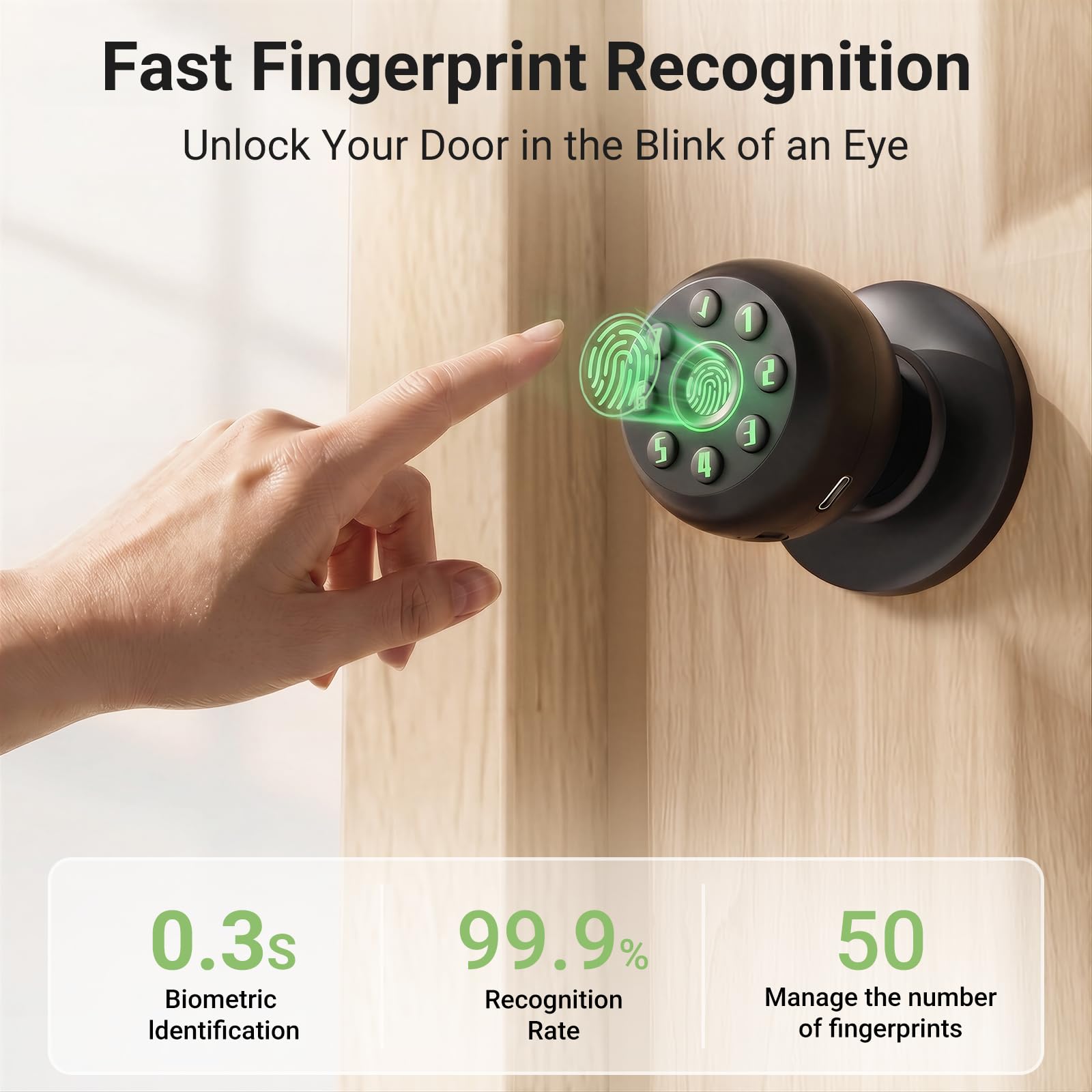Smart Fingerprint Door Lock - Biometric Security -3