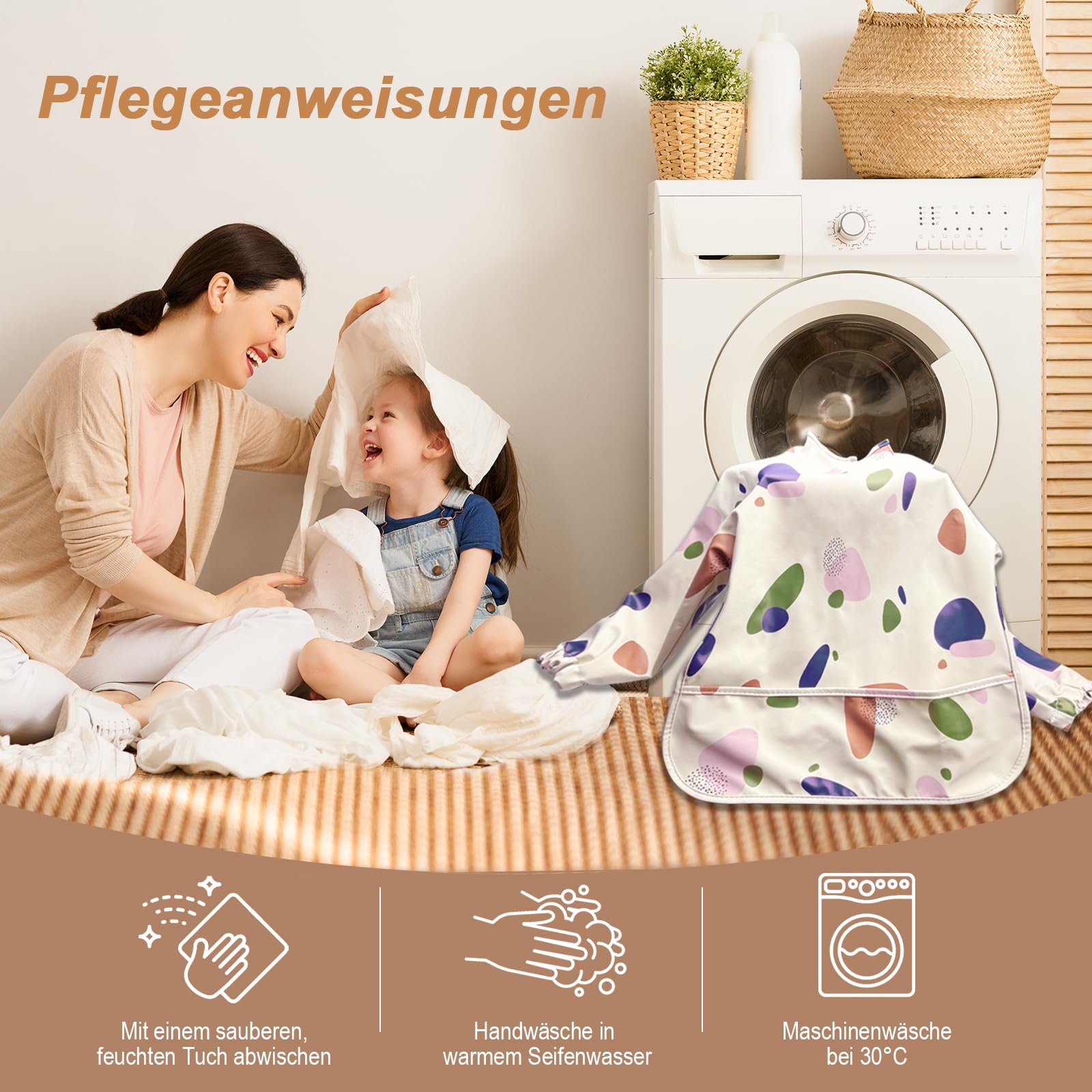 Baby Lätzchen mit Ärmeln & BLW, 2 Pcs PU Wasserdicht Abwaschbar Ärmellätzchen, Ganzkörper Lätzchen Baby für 6-36 Monate Jungen Mädchen (Dinosaur & Breadfruit)