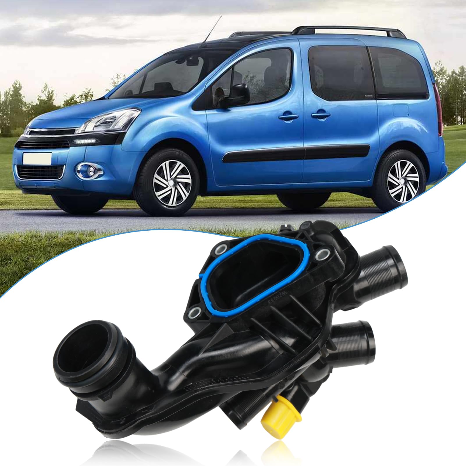 Termostato con carcasa + sensor + junta + cable para Berlingo 2, C3 2 Picasso, C3 2, C4 2, DS3; para 207, 308 I, 208 I, Partner 2, 2008 I 9808646980