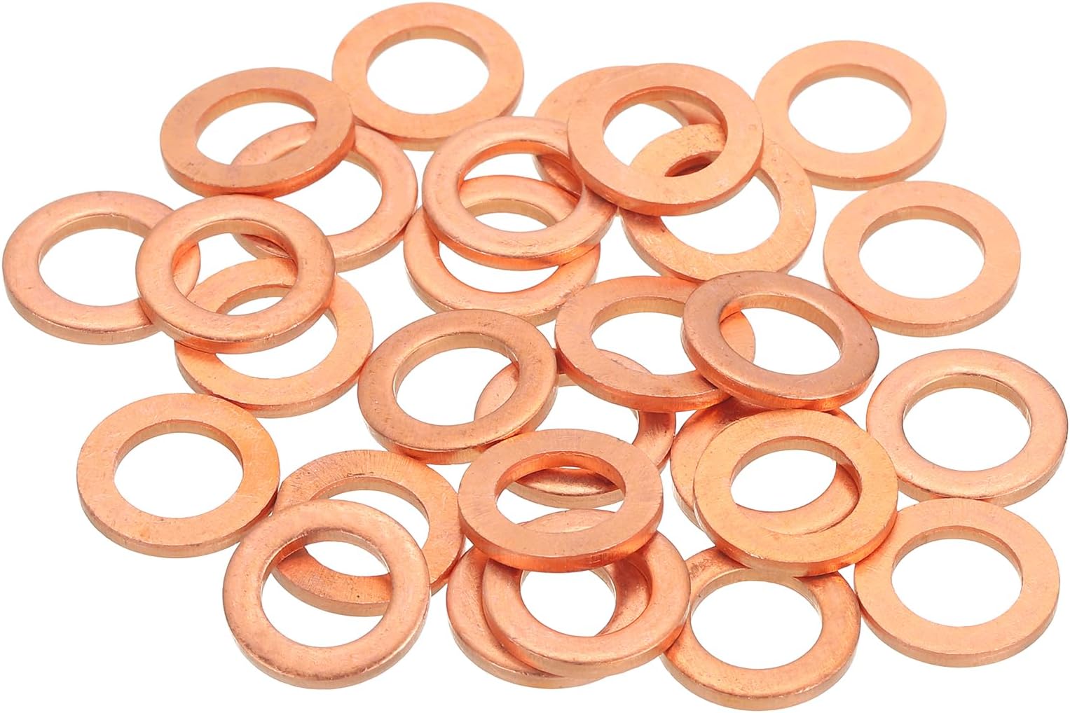 MECCANIXITY 28Pcs Flat Washer, M8 Copper Washers Copper Sealing Ring Crush Washer Kit Assortment, 8mm ID, 13mm OD, 1.5mm Thick for Bolts Screws Machinery Repair