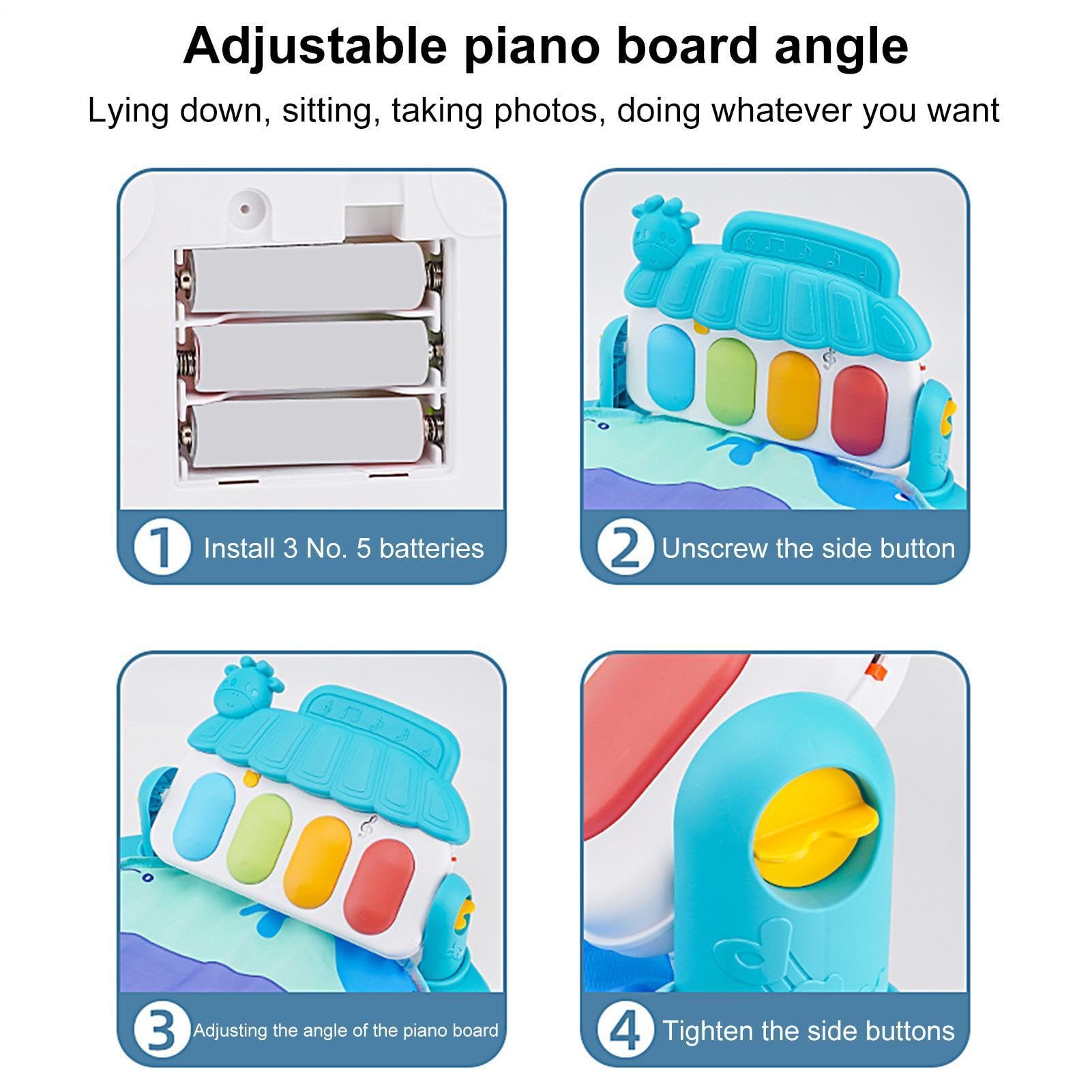 Palestre e tappetini per bambini - 5 tappetini in-1 con giocattoli colorati e musica - Tappetino antiscivolo Playmat Piano Pancia Time Activity Mat per l'esplorazione sensoriale precoce, 3-6-12 neonat