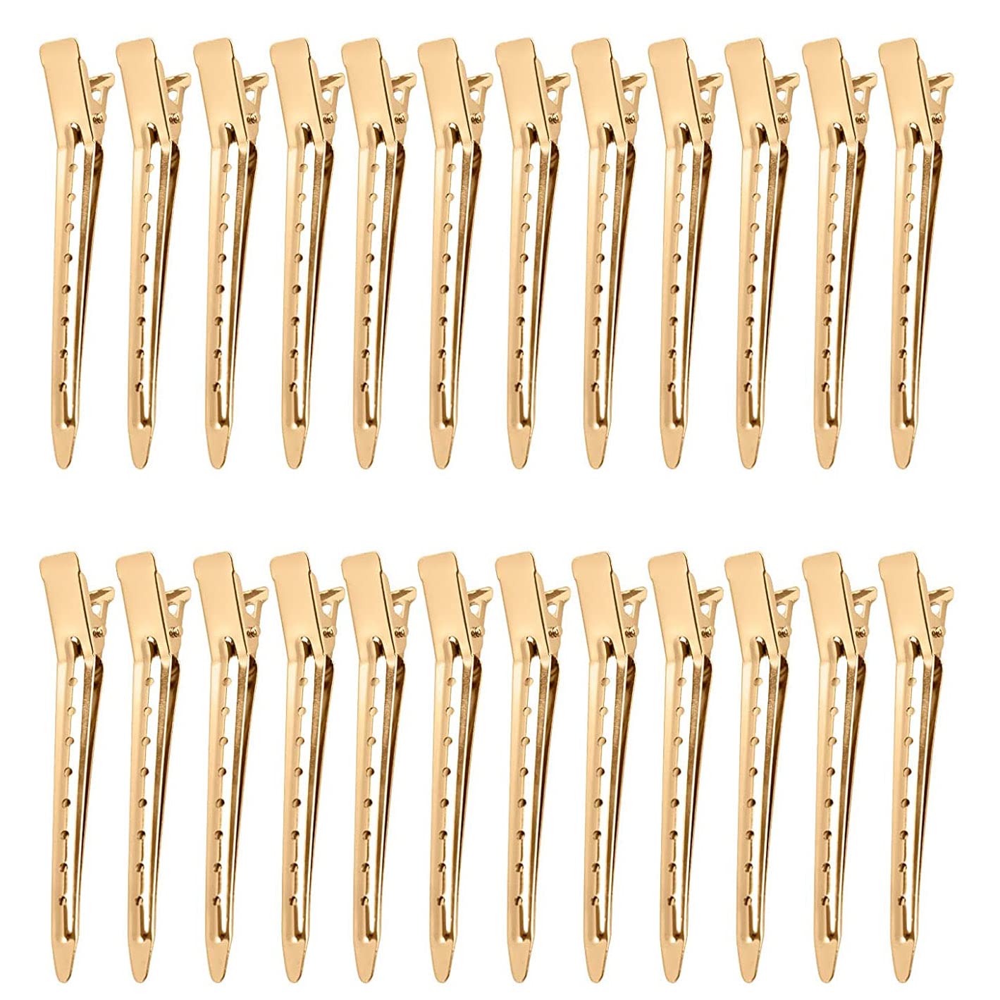 Ondaring Metal Duck Billed Hair Clips for Styling Sectioning, Rustproof Metal Alligator Curl Clips Pins for Curls & Long Hair (Gold)