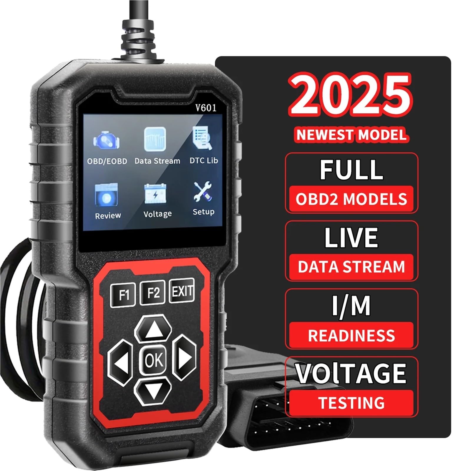 Professional Obd2 Scanner, Car Fault Code Reader Diagnosis Tool That Supports Obd Ii Protocols Starting, Reading and Clearing, Battery Testing, No Power Supply Required, USB